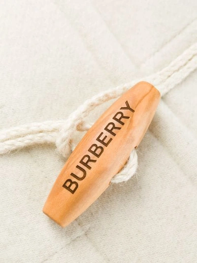 Shop Burberry Stripe Details Duffle Coat In Neutrals