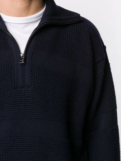 Shop Hugo Boss Waffle Knit Jumper In Blue