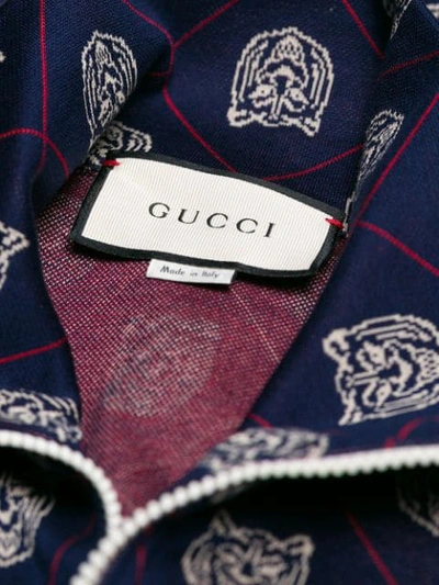 Shop Gucci Panther Print Track Jacket In Blue
