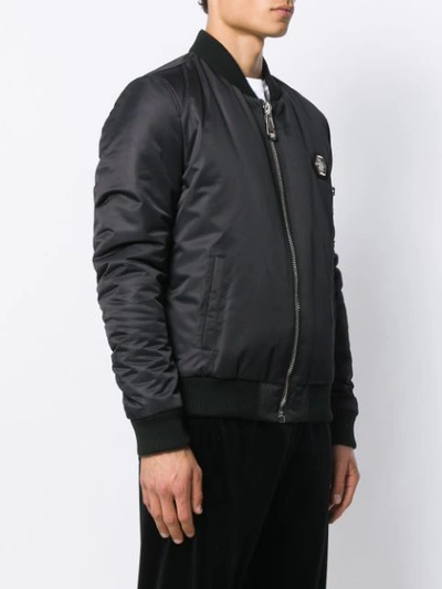 Shop Philipp Plein Zipped Bomber Jacket In Black