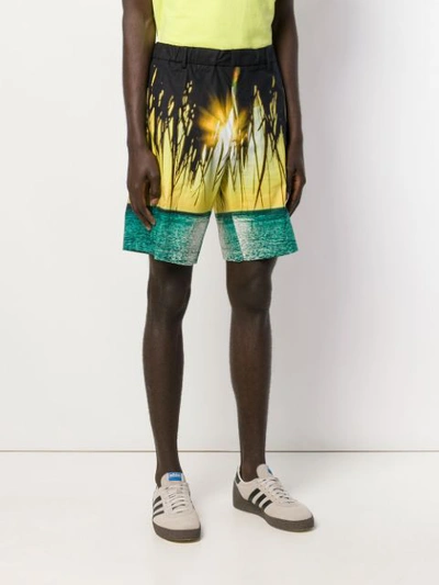 Shop N°21 Tropical Print Bermuda Shorts In Black