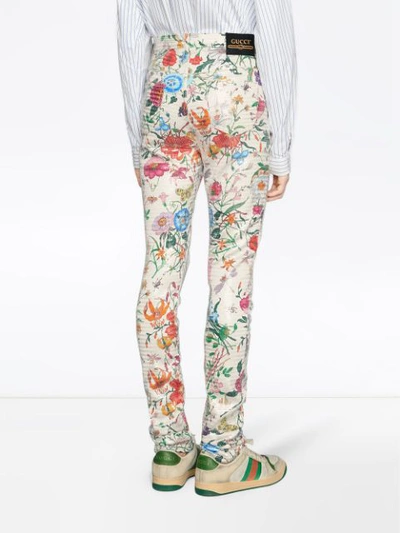 Shop Gucci Super Skinny Pant With Flora Print In White