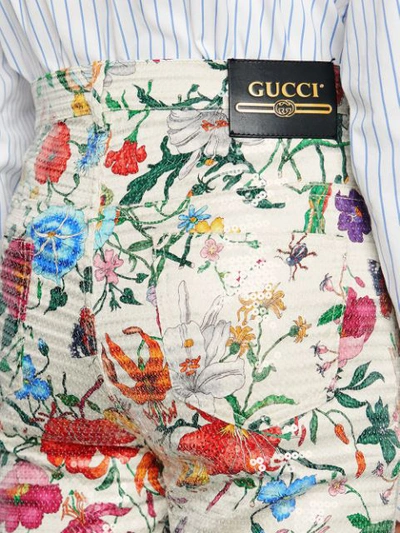 Shop Gucci Super Skinny Pant With Flora Print In White