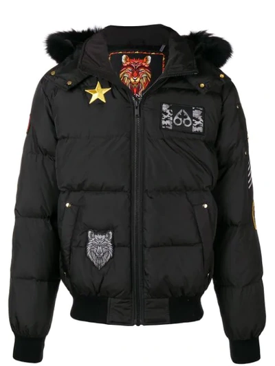 Shop Moose Knuckles Hooded Puffer Jacket In Black