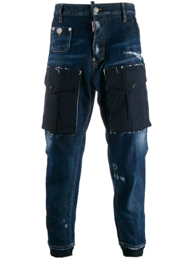 DSQUARED2 CROPPED TAPERED JEANS - 蓝色