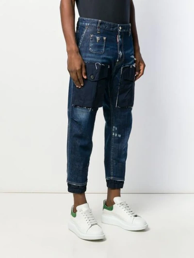 DSQUARED2 CROPPED TAPERED JEANS - 蓝色