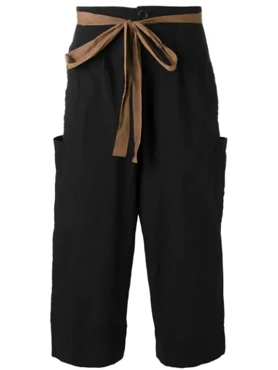 Shop Ziggy Chen Drawstring Cropped Pants In Black