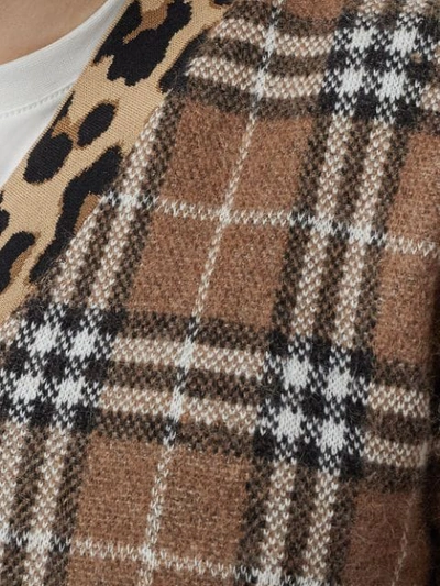 Shop Burberry Leopard Detail Vintage Check Jumper In Brown