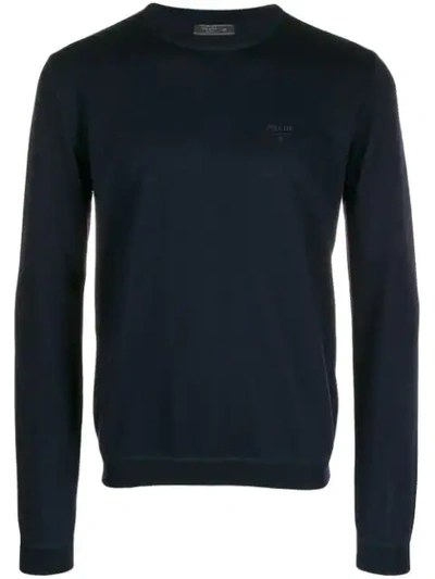 Shop Prada Crew Neck Sweater In Blue