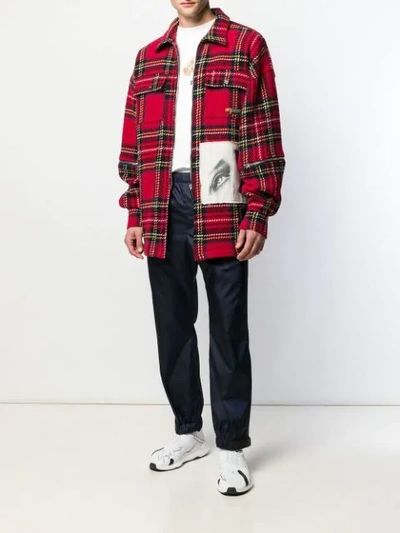 Shop Palm Angels Checked Shirt Jacket In Red