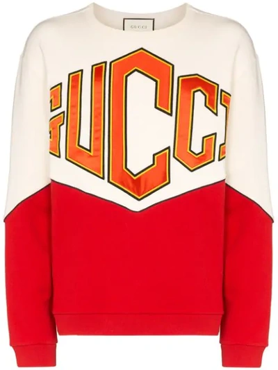 Shop Gucci Logo-embroidered Panelled Sweatshirt In Neutrals