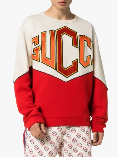 GUCCI LOGO EMBROIDERED PANELLED SWEATSHIRT - 大地色