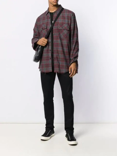 AMIRI PLAID LONG-SLEEVE SHIRT - 红色