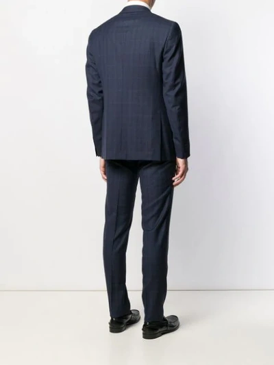Shop Isaia Check Two Piece Suit In Blue