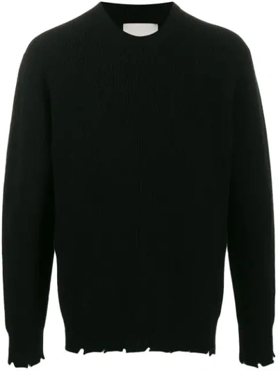 Shop Laneus Distressed Detail Sweater In Black