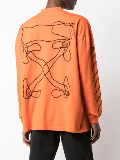 Shop Off-white Zip-up Neck Long-sleeved T-shirt In Orange