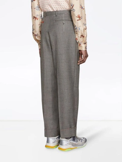 Shop Gucci Wool Pant With Stitching In Grey