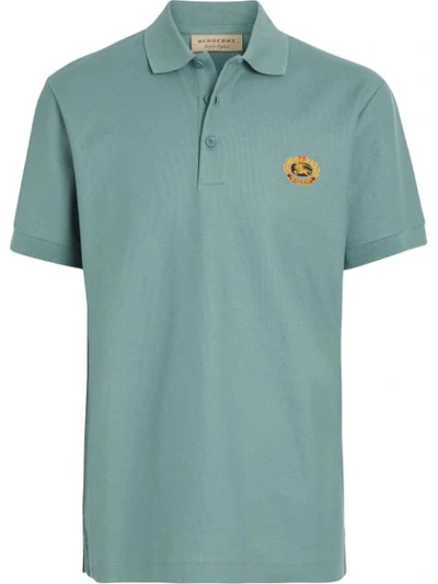 Shop Burberry Archive Logo Cotton Piqué Polo Shirt - Blue