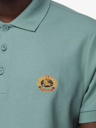 Shop Burberry Archive Logo Cotton Piqué Polo Shirt - Blue