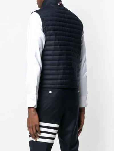 Shop Thom Browne 4-bar Down Quilted Vest In Blue