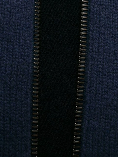 Shop Etro Contrast Zipped Cardigan In Blue