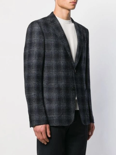 Shop Z Zegna Checked Single-breasted Blazer In Blue