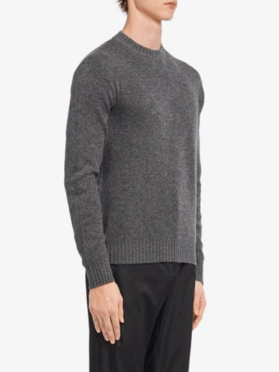 Shop Prada Crew Neck Jumper - Grey