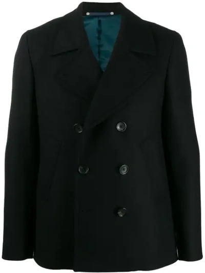 Shop Ps By Paul Smith Double Breasted Pea Coat In Black