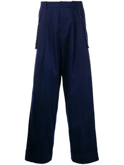 Shop Charles Jeffrey Loverboy Wide Leg Trousers In Blue