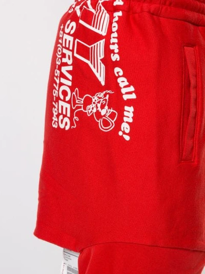 Shop Miharayasuhiro Asymmetric Style Track Pants In Red