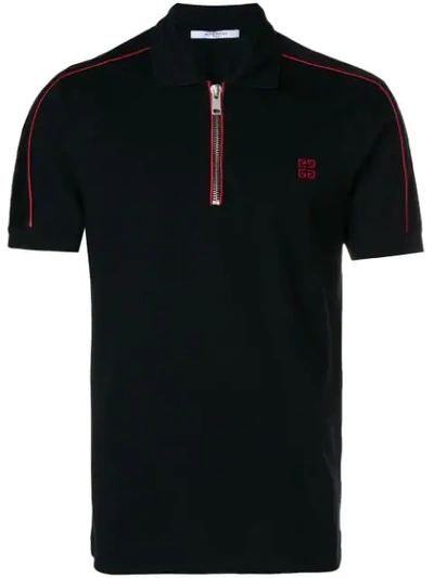 Shop Givenchy Zip-up Polo Shirt In Black