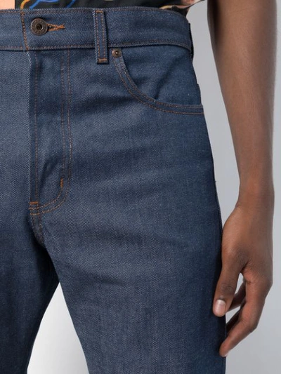 Shop Naked And Famous Groovy Guy Bootcut Jeans In Blue