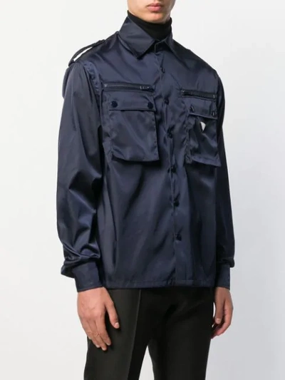 Shop Prada Flap Pocket Shirt Jacket In F0124 Navy
