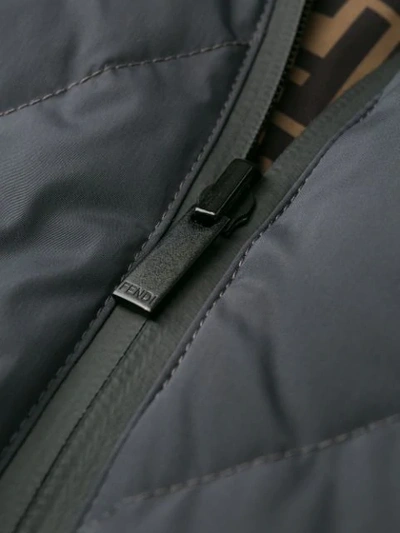 Shop Fendi Ff Motif Reversible Padded Jacket In Grey