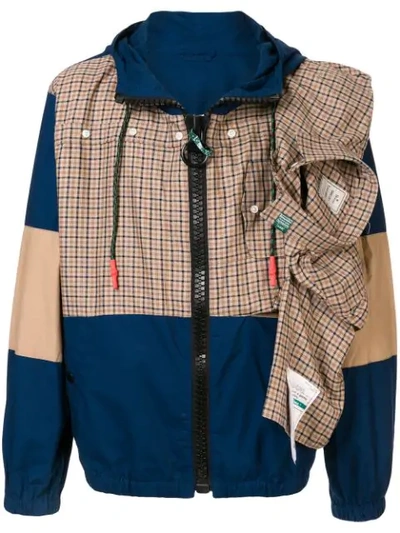 Shop Miharayasuhiro Contrast Panel Windbreaker Jacket In Beige