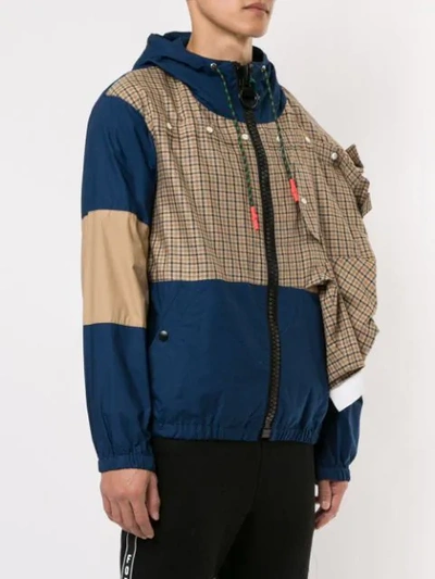 Shop Miharayasuhiro Contrast Panel Windbreaker Jacket In Beige