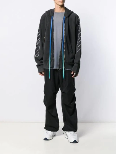 OFF-WHITE ABSTRACT ARROWS ZIPPED HOODED SWEATER - 黑色