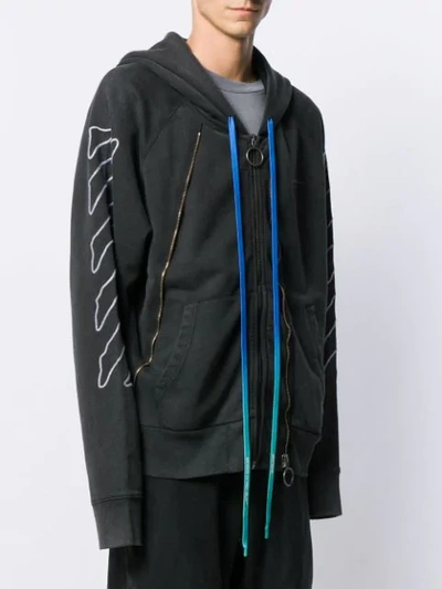 OFF-WHITE ABSTRACT ARROWS ZIPPED HOODED SWEATER - 黑色