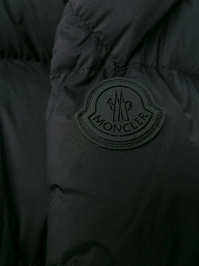 Shop Moncler Logo Print Padded Jacket In Black