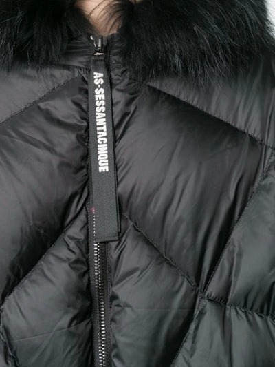 Shop As65 Fox Fur Hooded Short Coat - Black