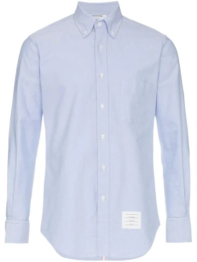 Shop Thom Browne Logo Patch Fitted Shirt In 480 Blue