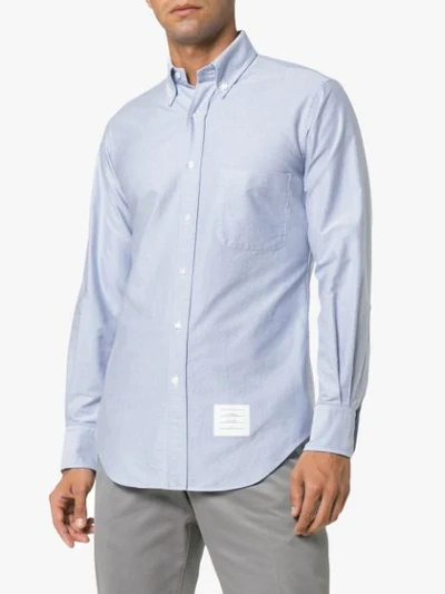 Shop Thom Browne Logo Patch Fitted Shirt In 480 Blue