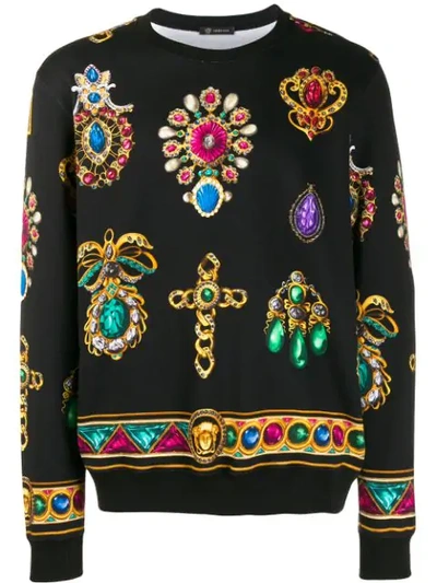 Shop Versace Jewel Print Sweatshirt In Black