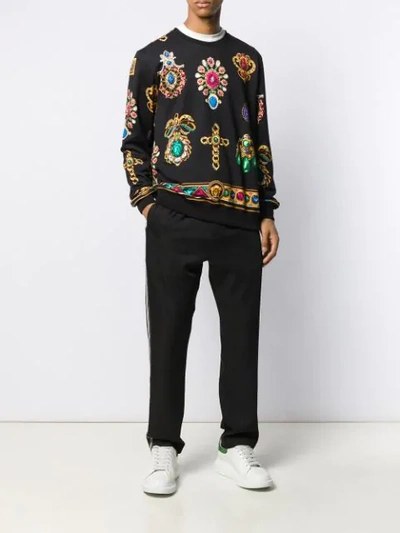 Shop Versace Jewel Print Sweatshirt In Black