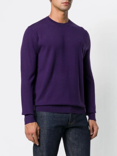 Shop Polo Ralph Lauren Logo Fitted Sweater - Purple