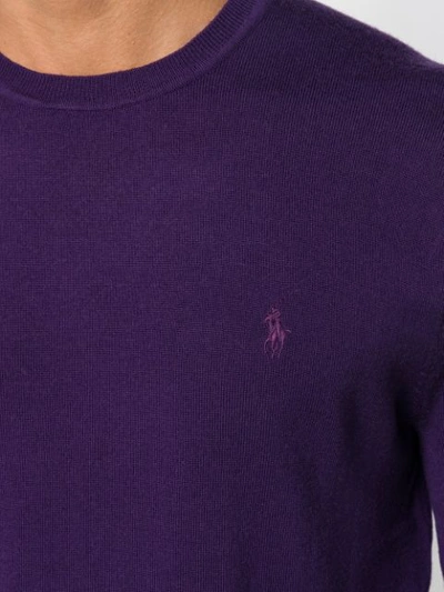 Shop Polo Ralph Lauren Logo Fitted Sweater - Purple