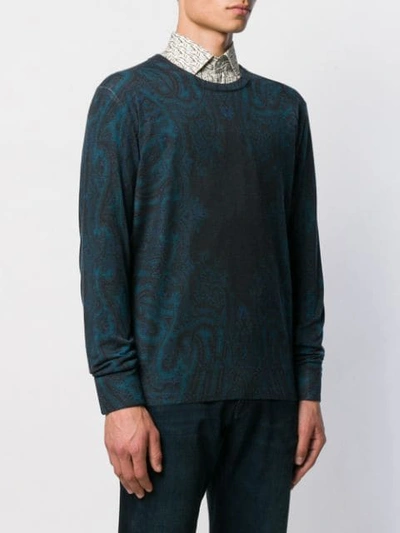 Shop Etro Faded Paisley Print Sweatshirt In Blue