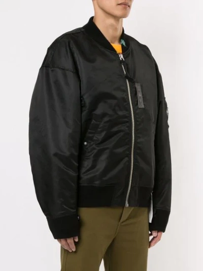 Shop Miharayasuhiro Zip Front Bomber Jacket In Black