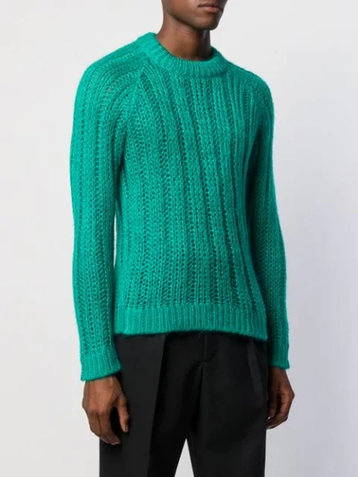 Shop Prada Cable Knit Jumper In Green