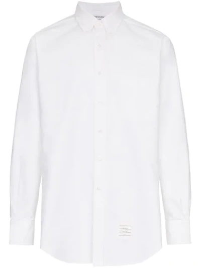 Shop Thom Browne Buttoned Collar Fitted Shirt In White
